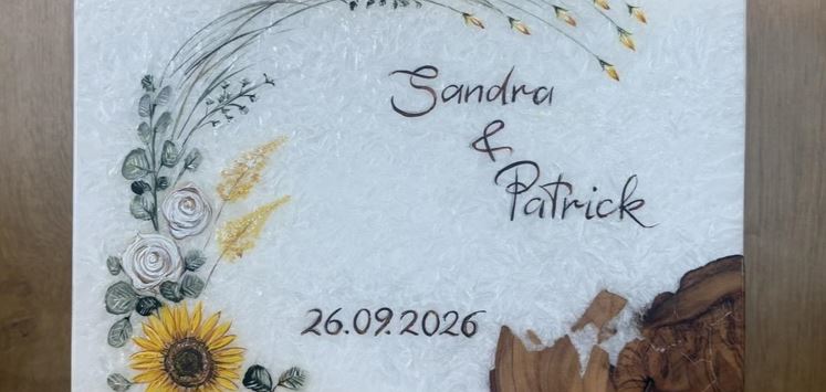 Hochzeitkerze Edler Crystal Kerzenrohling mit Holz